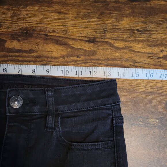 American Eagle Jeans 6 S Next Level Stretch Jegging Hi Rise Black Wash Denim - Picture 7 of 11